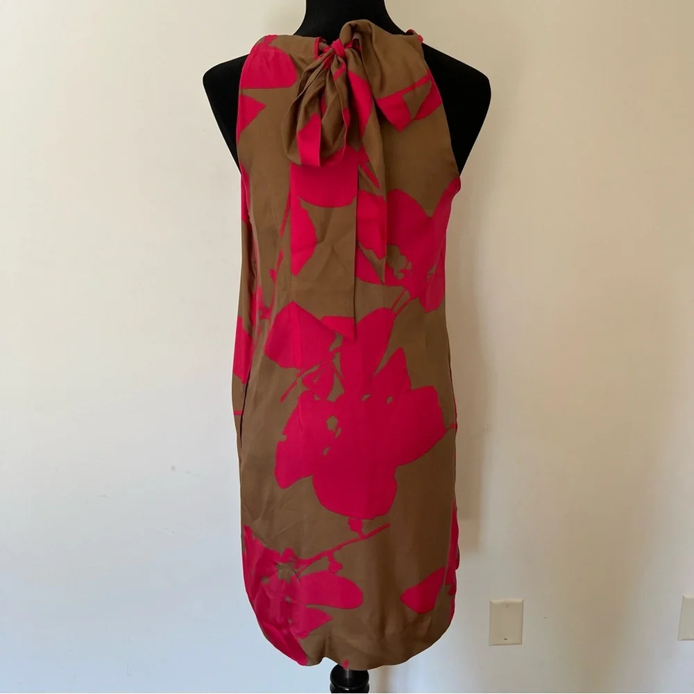 J. Crew Silk Brown and Pink Dress Size 10